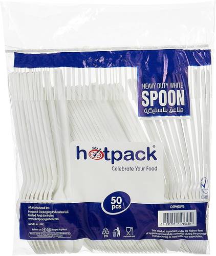 ملاعق بلاستيك ابيض 50ح Spoon