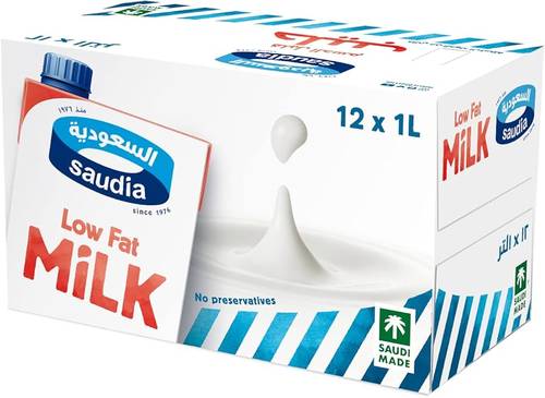 حليب السعودية قليل الدسم كرتون كبير 1لتر Saudia milk