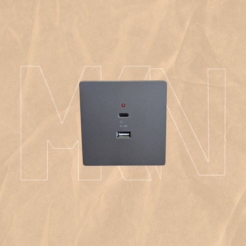 فيش USB + TYPE-C فضي MKN PMGRY 028 – 5V