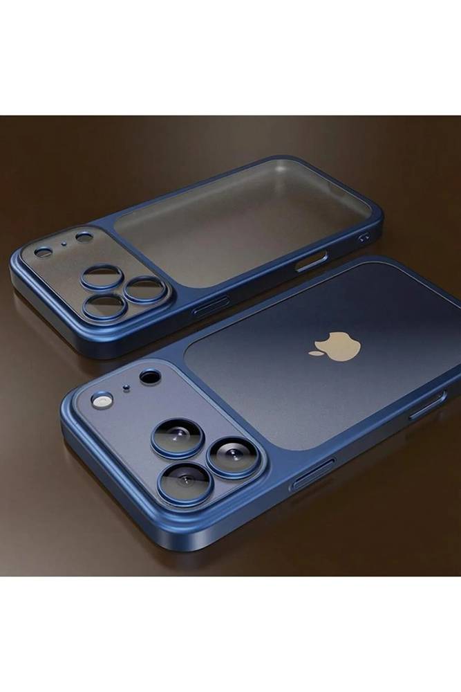 Choice جراب هاتف iPhone 17 Pro Max أزرق فاخر مطلي بطلاء غير لامع شفاف مع شحن لاسلكي لهاتف