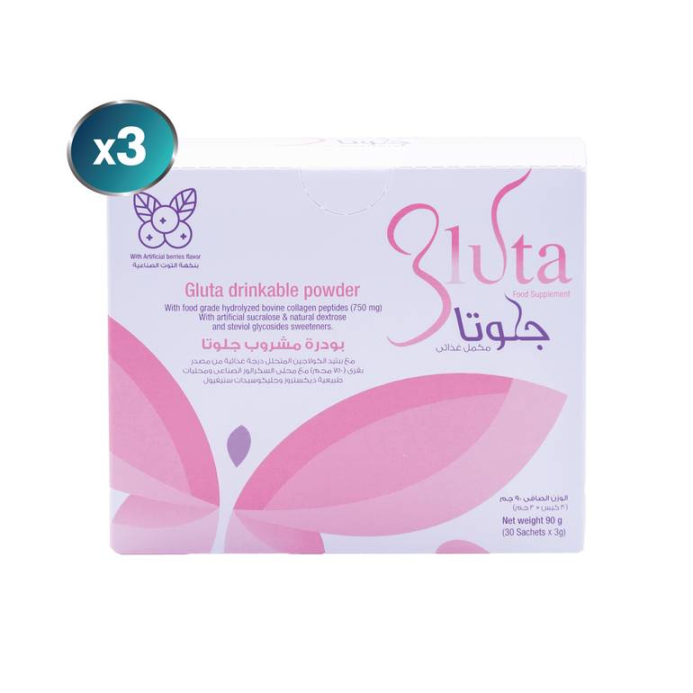 glutathione sachets Pack of 3 Gluta Sachets Gluta Sachets Glutathione 750mg with Collagen and  Vitamin C berry Flavor 30 Sachets