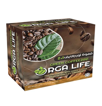 Orga life green coffee 2in1 - قهوة اورجالايف للتنحيف 2 في 1 - ل كارنتين 