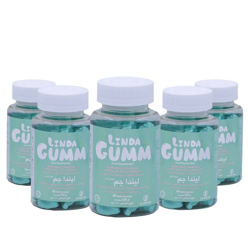 ليندا جم-بيوتين-60 علكة-5عبوات-Pack of 5 Lindagum- Biotin- 60 gummies