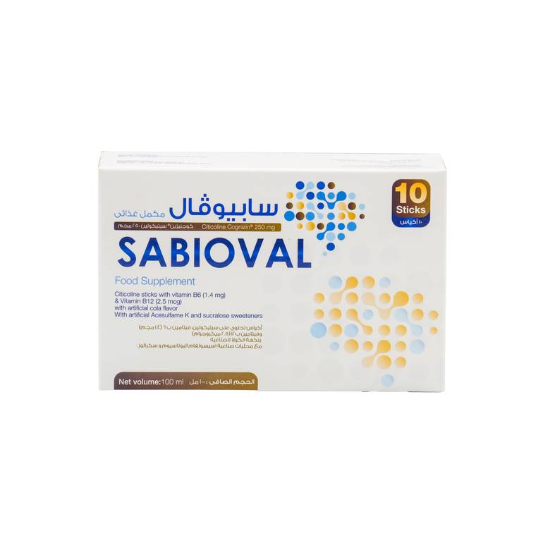 Sabioval citicholine 250mg with Vitamin B Cola Flavor 10 Sticks