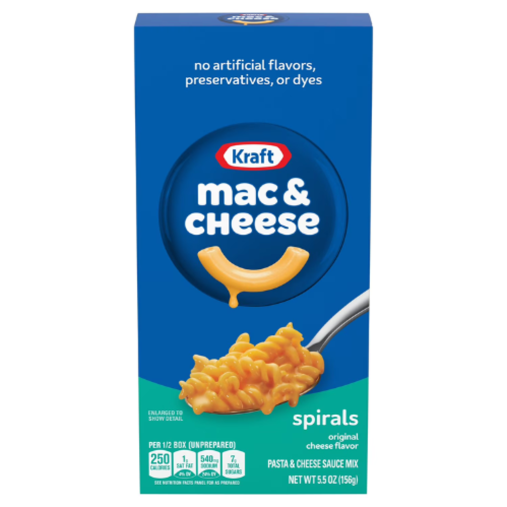 كرافت سبيرالز مك آند تشيز – علبة معكرونة حلزونية بالجبن الأصلي | Kraft Spirals Mac & Cheese Original Cheese Flavor 156g