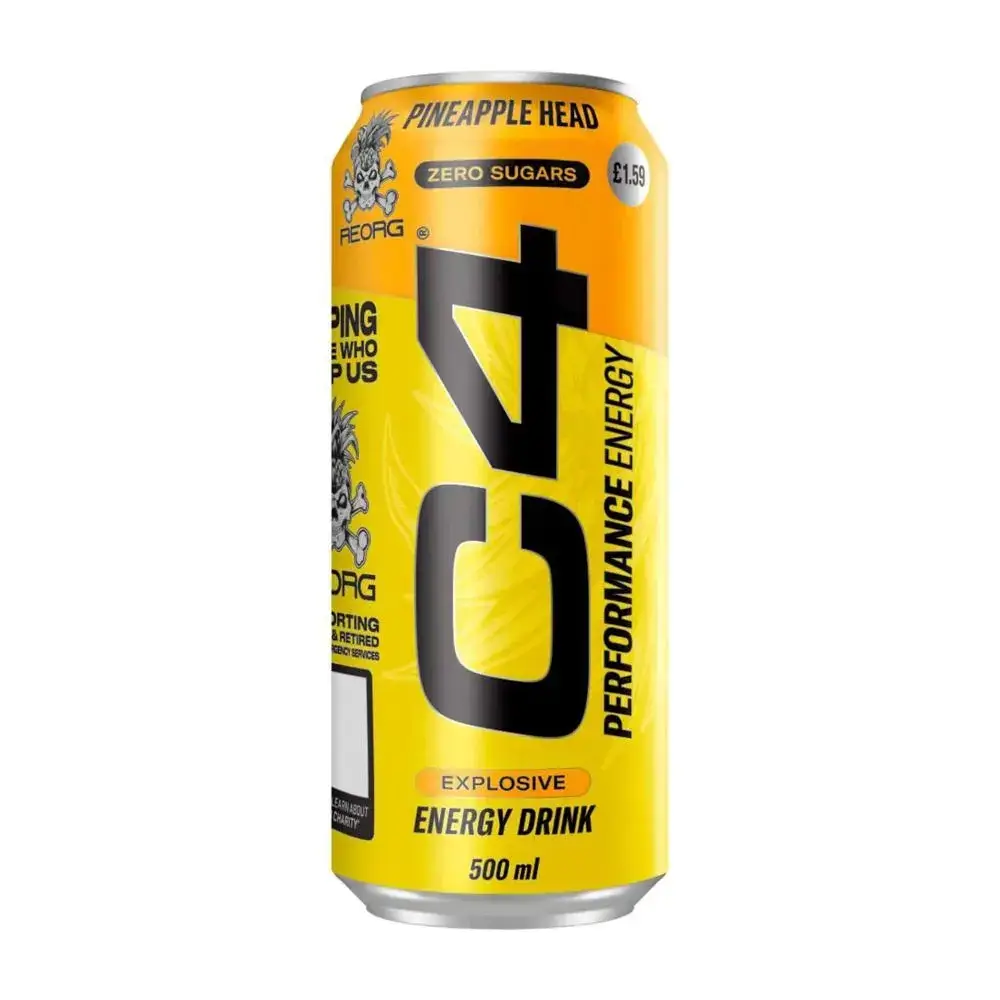 سي فور مشروب أداء خالٍ من السكر بنكهة رأس الأناناس | C4 Performance Energy Zero Sugar Pineapple Head 500ml