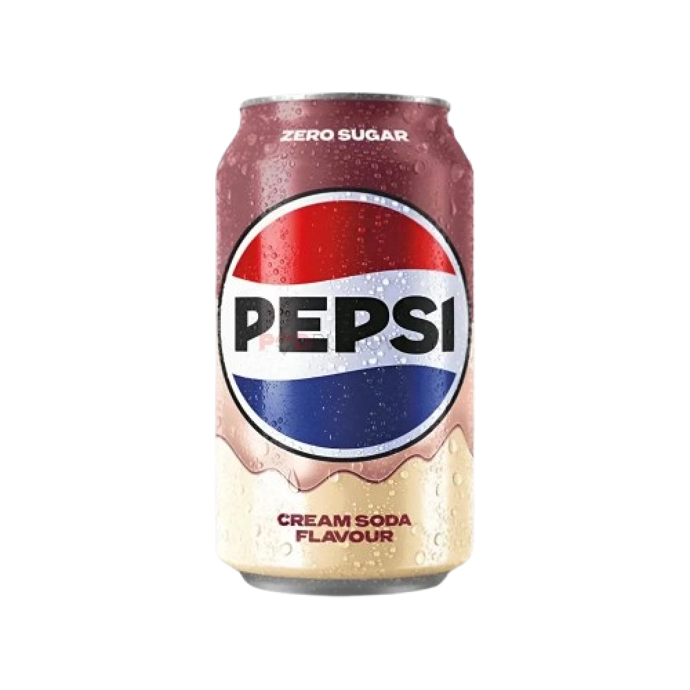 بيبسي كريم صودا بنكهة الفانيليا والكراميل خالي من السكر | Pepsi Zero Sugar Cream Soda Flavour