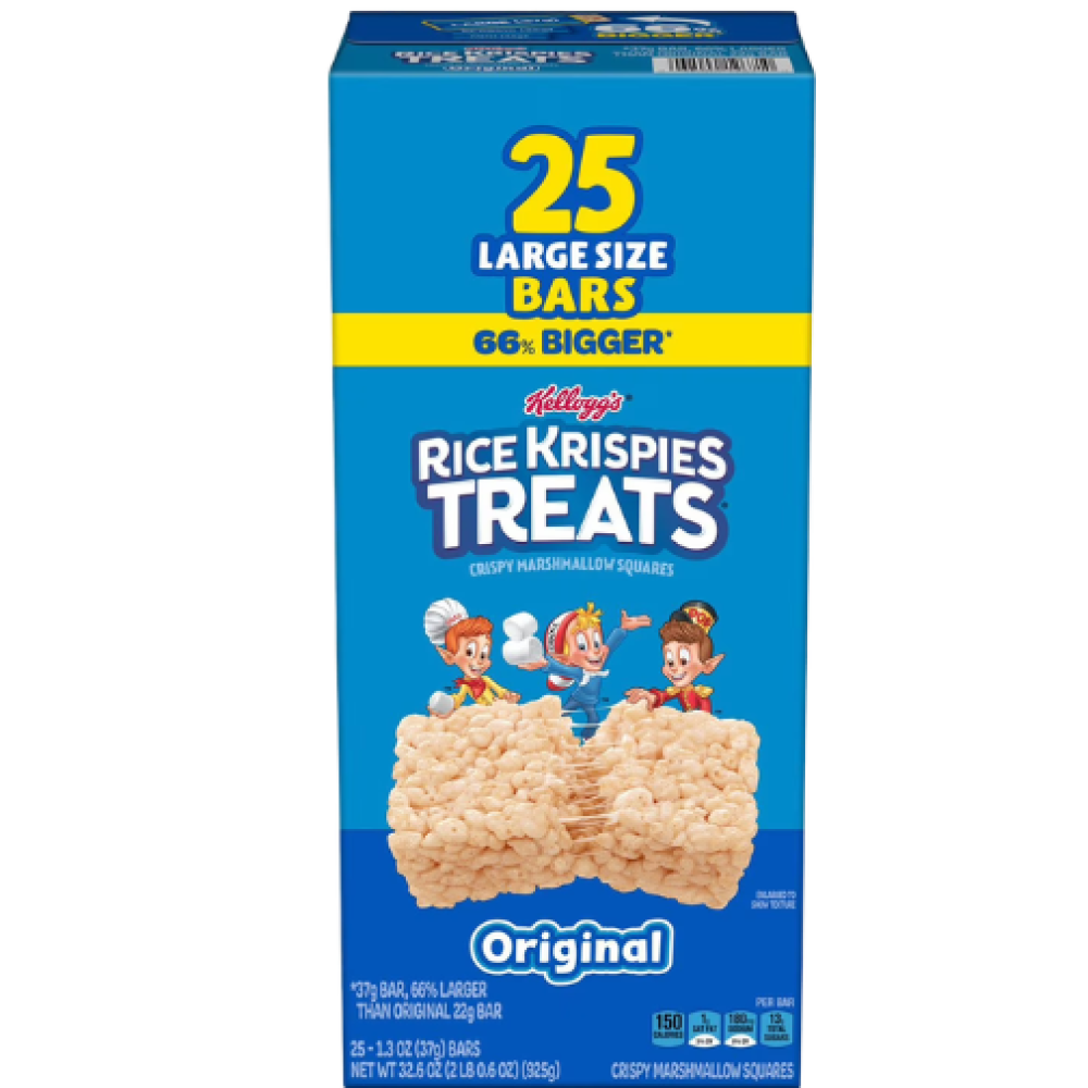 كيلوجز رايس كريسبيز تريتس الأصلي – الحجم الكبير | Kellogg's Rice Krispies Treats Original Large Size Box 25 Bars 925g