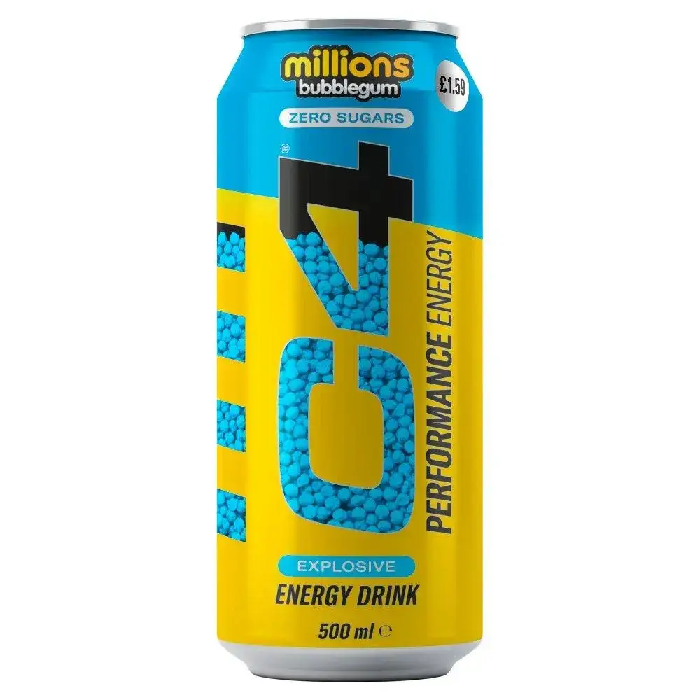 سي فور مشروب أداء خالٍ من السكر بنكهة مليون علكة | C4 Performance Energy Zero Sugar Millions Bubblegum 500ml