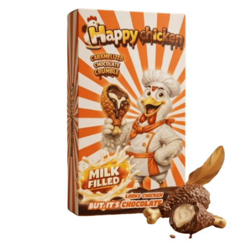 هابي تشيكن ميلك فيلد ويذ كراميليزد شوكوليت كرامبل | Happy Chicken Milk Filled with Caramelized Chocolate Crumble