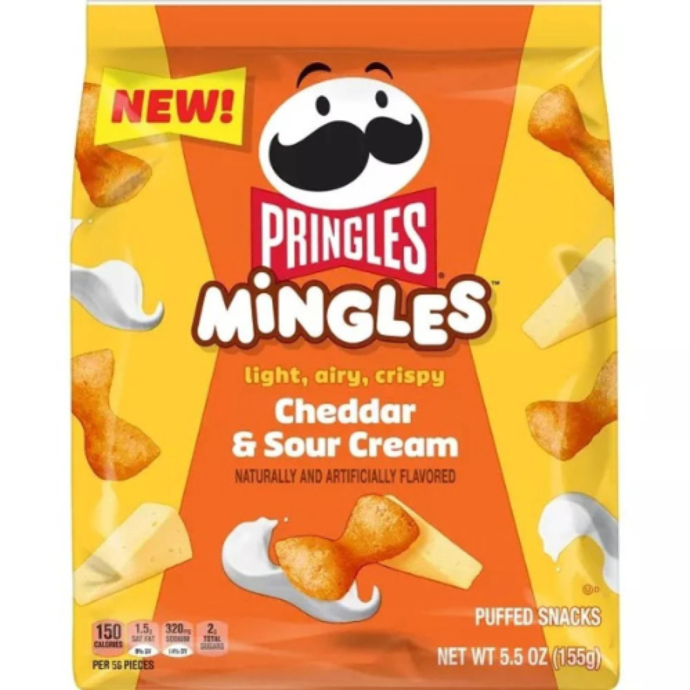 برينجلز مينجلز – سناك منفوخ بنكهة جبن الشيدر والقشدة الحامضة | Pringles Mingles Cheddar & Sour Cream Puffed Snacks 155g