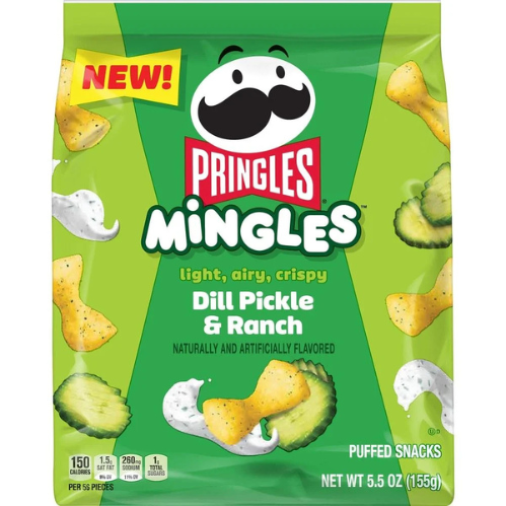 برينجلز مينجلز – سناك منفوخ بنكهة الخيار المخلل والرانش | Pringles Mingles Dill Pickle & Ranch Puffed Snacks 155g