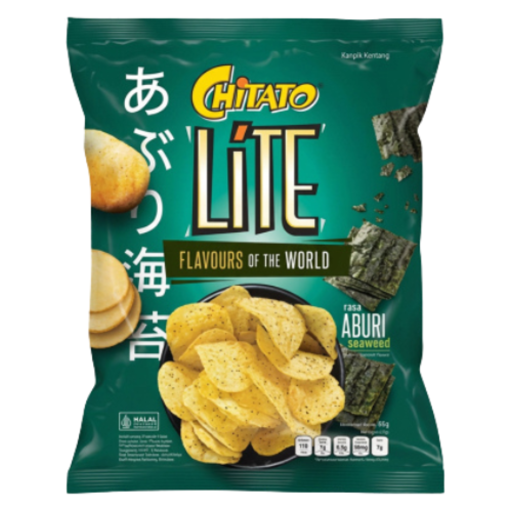 شيتاتو لايت أبوري سيويــد – رقائق بطاطس يابانية بنكهة الأعشاب البحرية المحمصة | Chitato Lite Aburi Seaweed 65g