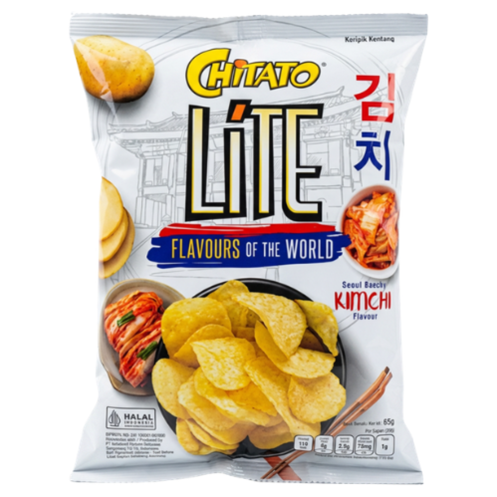 شيتاتو لايت سيول بيتش كيمتشي – رقائق بطاطس كورية بنكهة الكيمتشي الحارة | Chitato Lite Seoul Beach Kimchi Flavour 65g