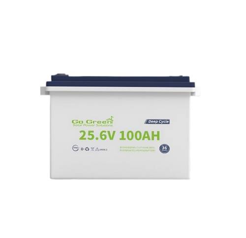 Go Green بطارية ليثيوم (LiFePO4) 25.6فولت 100 أمبير تفريغ عميق لاستخدامات الطاقة الشمسية