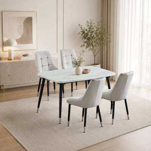 طاوله طعام رخام 4 كرسي M-019 WHITE