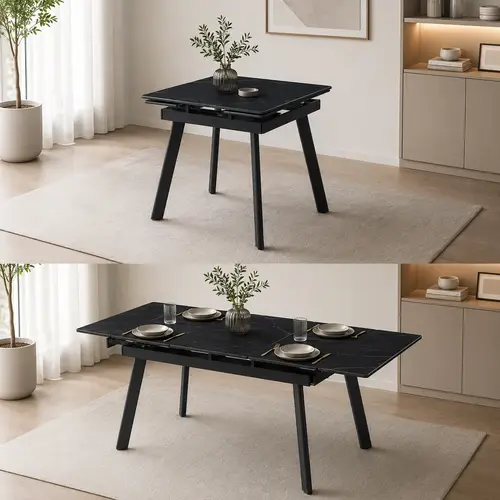 طاولة طعام مفرد OKT-2376 S.BLACK (80+25+25)*80*76