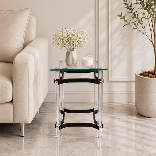 طاولة خدمة زجاج مفرد 45*45 BLACK 3021-1