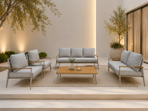 طقم كنب خارجي 7 شخص LIGH GREY 212347