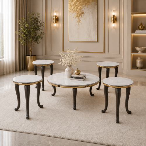 طقم شاي سيراميك دائري CE-005 GOLD 1+4