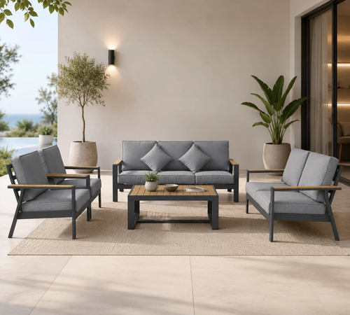 طقم كنب المنيوم 7 شخص KZ-1010 DARK GREY