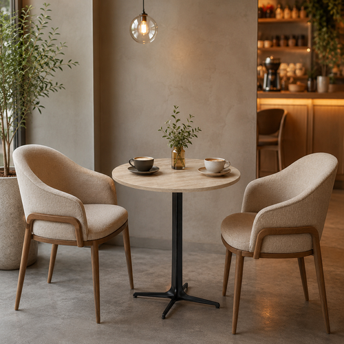 طاولة كافيه ميلامين دائري 60*60 WM-01 BEIGE