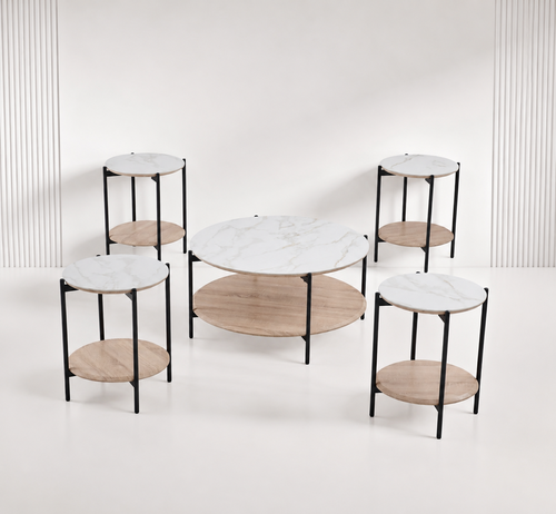 طقم شاي سيراميك خشب دائري 1+4  C190 WOOD