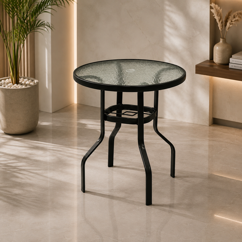 طاوله دائري زجاج شفاف F5024 GREY 70*70