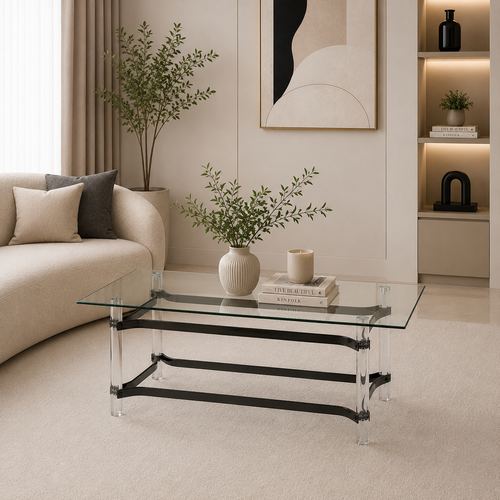 طاولة شاي اكلريك زجاج مفرد 120*60 3021-1 BLACK