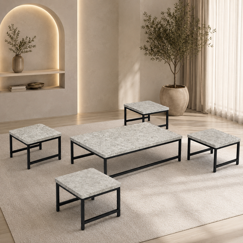 طقم شاي خشب ارضي مستطيل 1+4 TS115 GREY