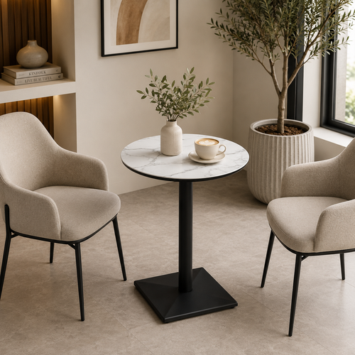 طاولة كافيه بديل سيراميك دائري T-07 WHITE 60*60