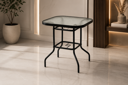 طاوله مربع زجاج شفاف F5022 BLACK 70*70