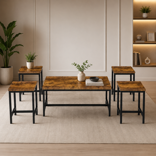 طقم شاي خشب مستطيل 1+4 C201 BROWN A