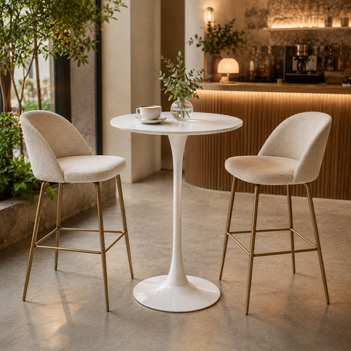 طاولة كافيه خشب دائري 70*70*103 3364 WHITE