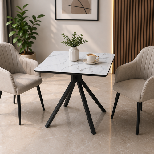 طاولة كافيه بديل سيراميك مربع T-03 WHITE 70*70