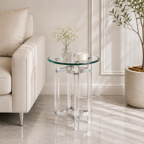 طاولة خدمة زجاج مفرد 45*45 SILVER 3020