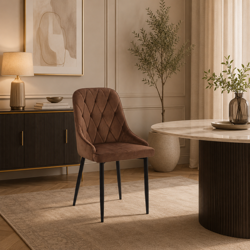 كرسي مخمل مفرد C-016 BROWN
