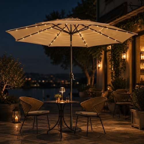 مظلة دائري مقاس 3م GD2004 DARK BEIGE LED