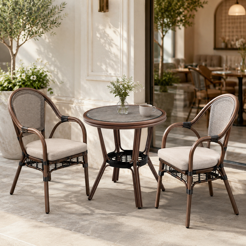 طاوله كافيه  دائري T-988/989 BEIGE&COFFEE 70*70