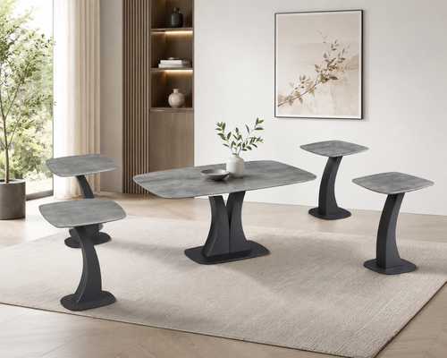 طقم شاي مستطيل خشب 1+4 TS105 DARK GREY