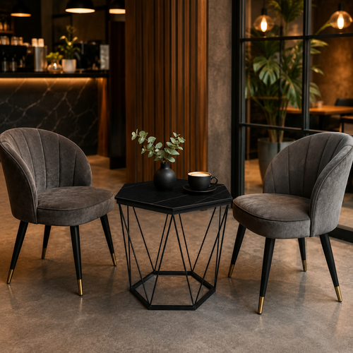 طاوله كافيه سيراميك سداسي 232 BLACK