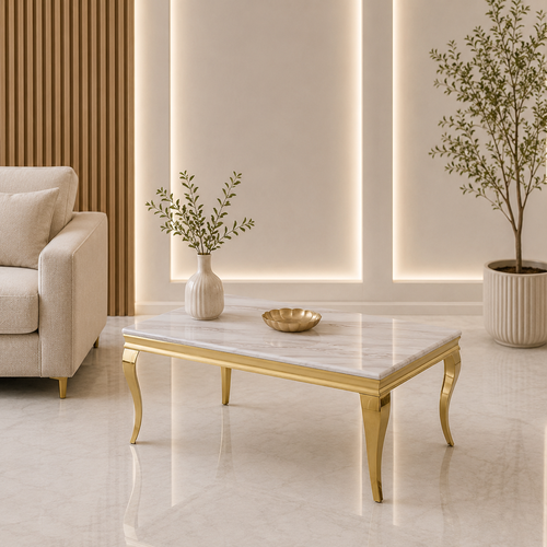 طاولة ستيل رخام مستطيل 60*120 910 GOLD