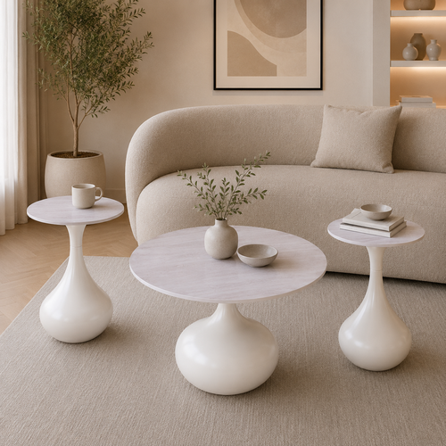 طقم شاي سيراميك دائري 1+2 SHS-037 LIGHT GREY