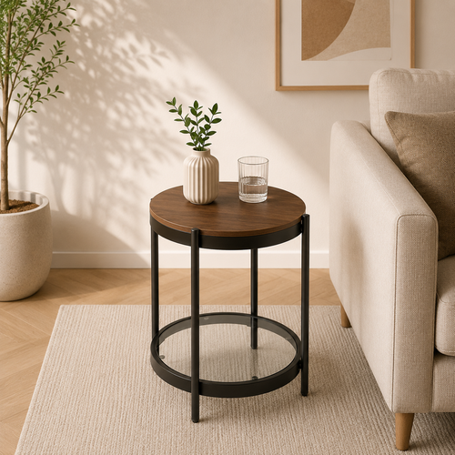 خدمه مفرد خشب زجاج دائري 45*45 VPS-002 BROWN B