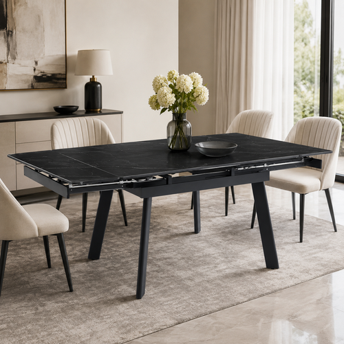 طاولة طعام مفرد OKT-2376 S.BLACK (90+25+25)*80*76