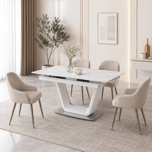 طاولة طعام مفرد OKT-2292 WHITE+G.M 120+40**90*76