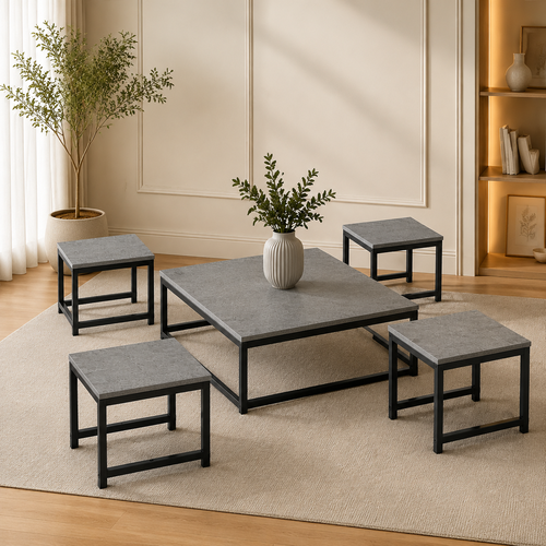 طقم شاي ارضي مربع 1+4 TS101 GREY