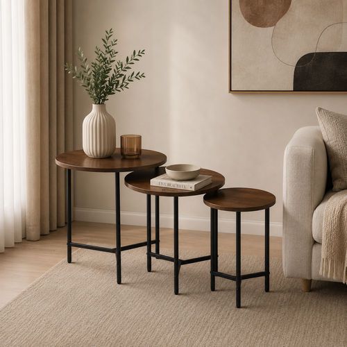 طقم طاولات خدمة خشب 1*3 BROWN ST300