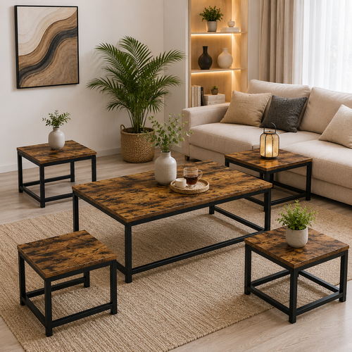 طقم شاي ارضي مستطيل  1+4 TS102 BROWN