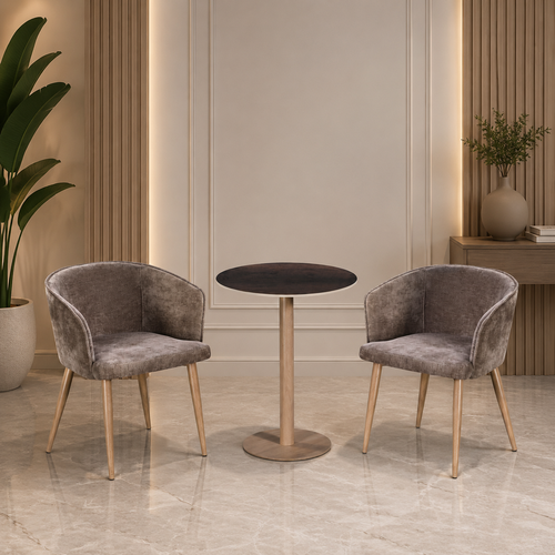 طقم كرسيين و طاولة 1+2 TS-01 BROWN/WOOD